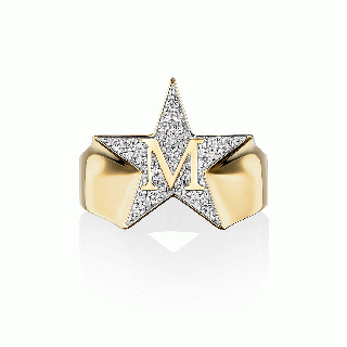 Etoile initial pave Ring「M」(K18)