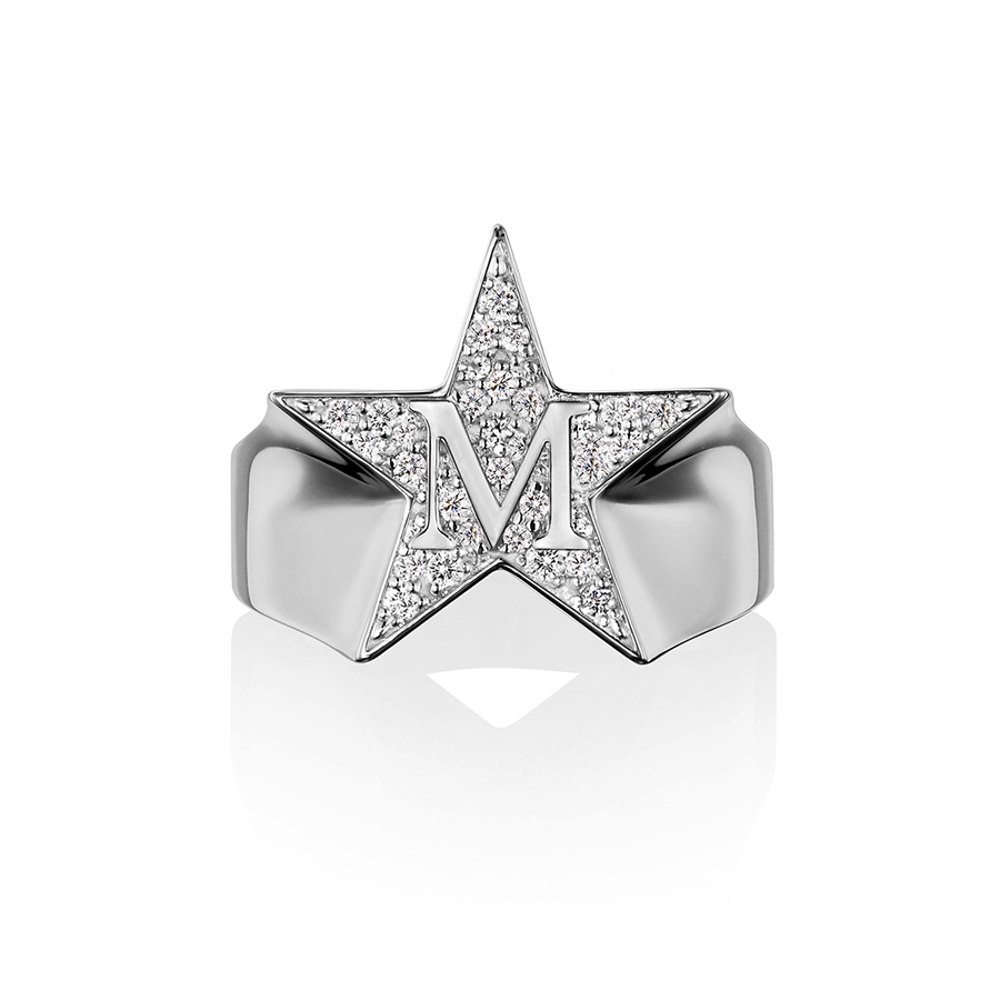 Etoile initial pave Ring「M」(Pt)