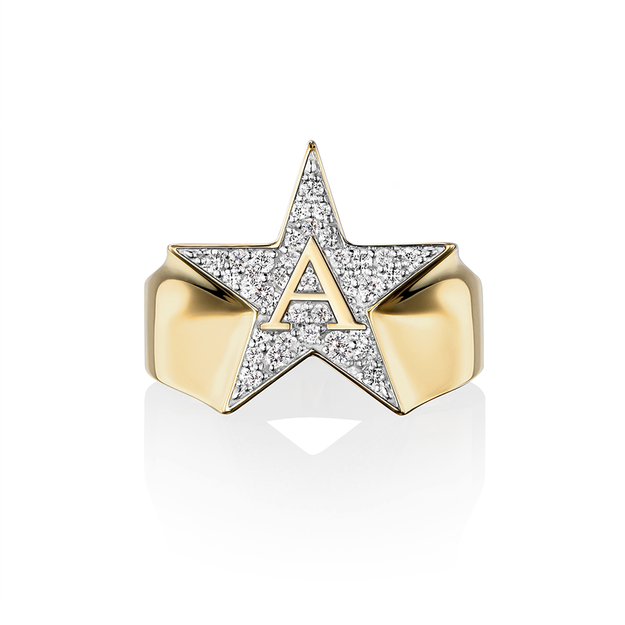 Etoile initial pave Ring「A」(K18)