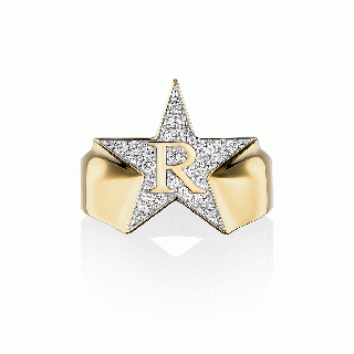 Etoile initial pave Ring「R」(K18)