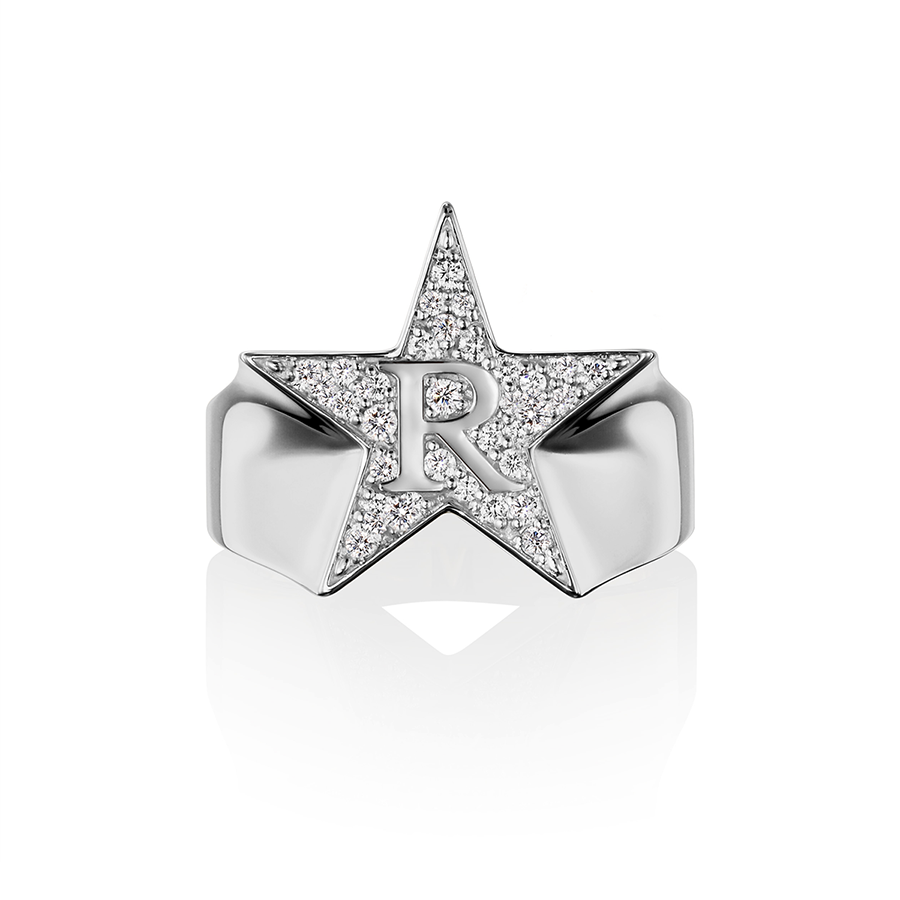 Etoile initial pave Ring「R」(Pt)